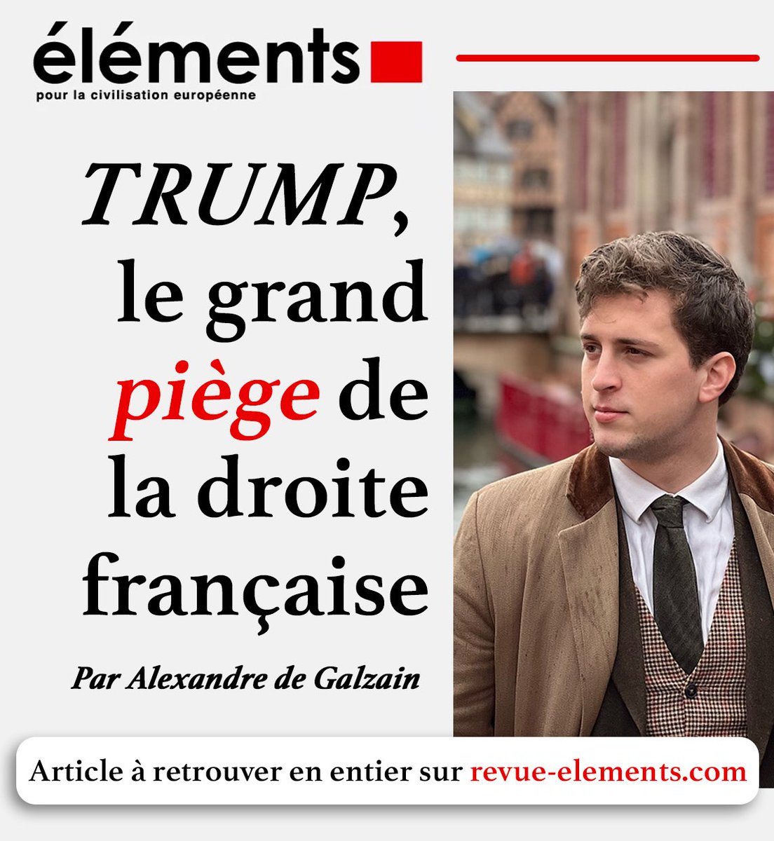 🔴⚡️🇺🇸 Dans un article publié par la <a href="/Revue_elements/">Revue éléments</a>, j’explique pourquoi le trumpisme à la française est une impasse et pourquoi il faut dépasser la fascination de notre camp pour les « hommes forts » étrangers. 

⤵️
revue-elements.com/trump-le-grand…