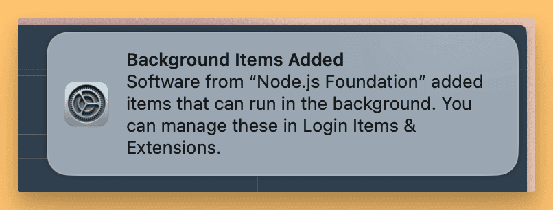 macOS background items warning