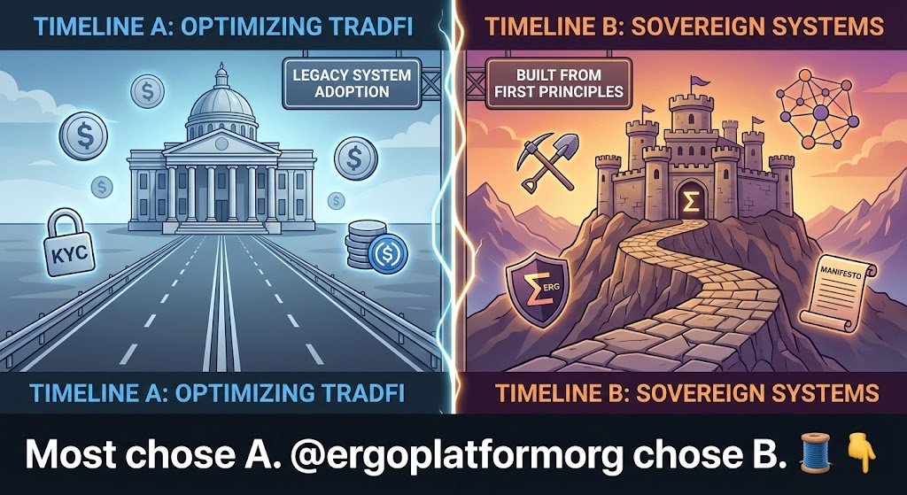 The crypto industry has fractured into two timelines.

Timeline A: Optimizing the legacy system. Fiat-pegged stablecoins (USDC), KYC-compliant DeFi, and "Bankless" banking that is... actually just banking.

Timeline B: Building a parallel, sovereign monetary system from first