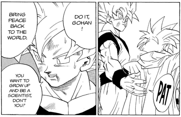 One of the worst misconceptions about Goku i've seen in fanmangas is the idea that he was dissapointed that Gohan didn't want to become a martial artist like him

He wanted him to train and get stronger, but he was never against Gohan focusing on his studies in times of peace