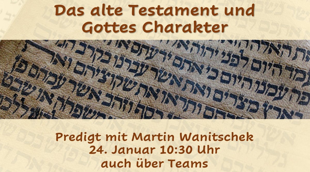 AdventiTP7's tweet photo. Morgen ist Martin Wanitschek im Treff.7 mit dem Thema "Altes Testament und Gottes Charakter". Wir sind gespannt, und freuen uns auf Euch. 
auch über Teams
https://t.co/DLjDf2WZCg https://t.co/9To31YpC1t