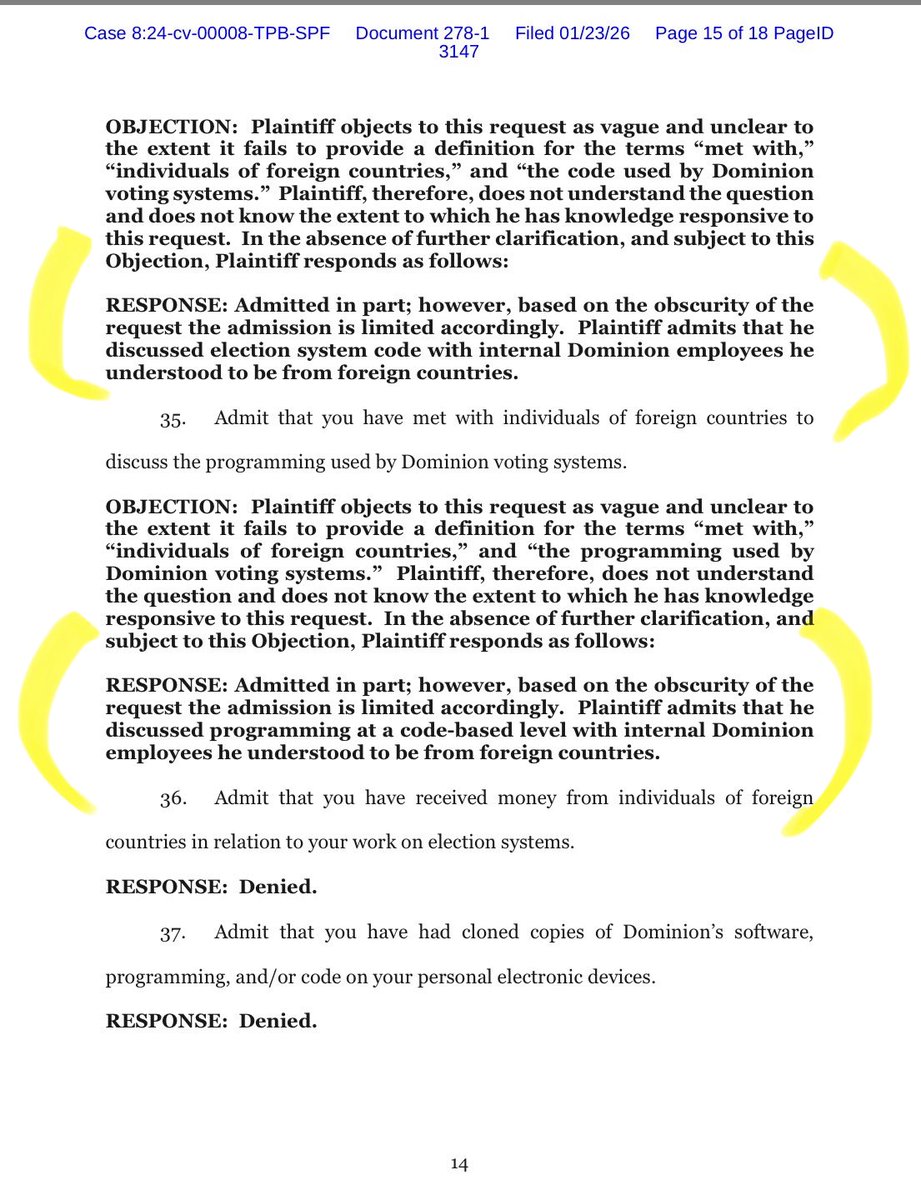 stephiebeltinck's tweet image. Eric Coomer admits in late night motion filing that he was involved in discussing with Dominion employees from foreign countries, Dominion equipment, vote adjudication software, election system coding, and programming at a code based level. 

Full filing: drive.google.com/file/d/1NKzppH……