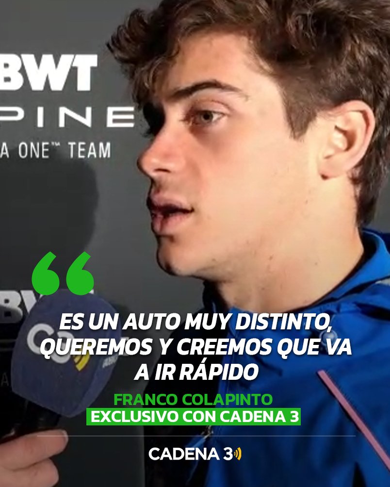 Cadena3Com's tweet image. 🏎️💪🏻 CADENA 3 JUNTO A FRANCO COLAPINTO EN SU GRAN DÍA

Este 23 de enero, el equipo de la Fórmula 1 presentó su nuevo Alpine A526 en Barcelona. Y ahí estuvo Chema Forte, enviado especial de Cadena 3, para hablar en exclusiva con el piloto argentino &amp;gt; cadena3.com/noticia/cadena…