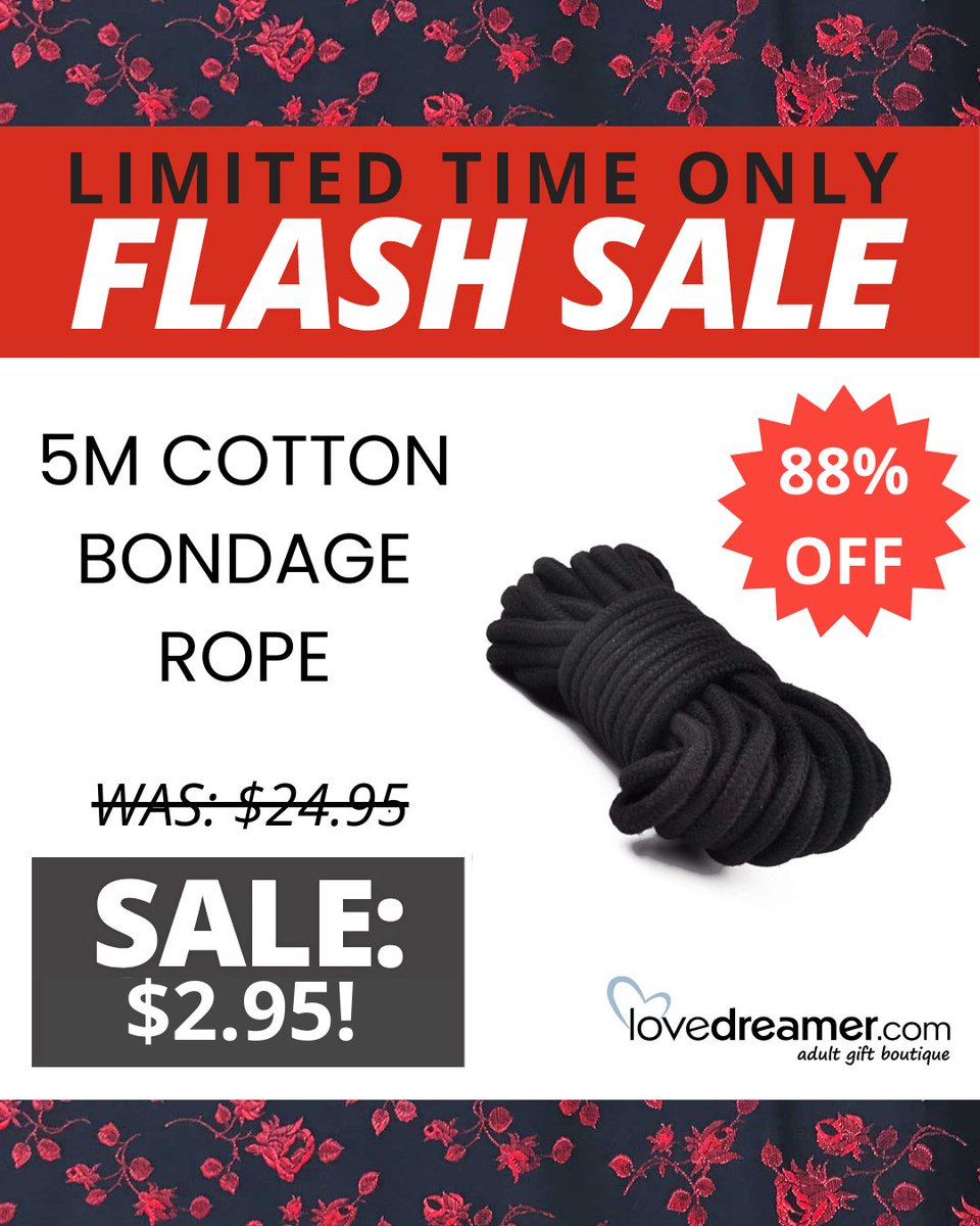 🔥New FLASH SALES ARE HERE and these deals are sure to keep you tied up...

A gag is a great toy for quieting your lover during play &amp; at only $2.95 for 5M of bondage rope, we know you'll get up to some fun!

SHOP NOW: lovedreamer.com/flash-sales-pr…

#flashsale #sale #weeklydeals #bdsm