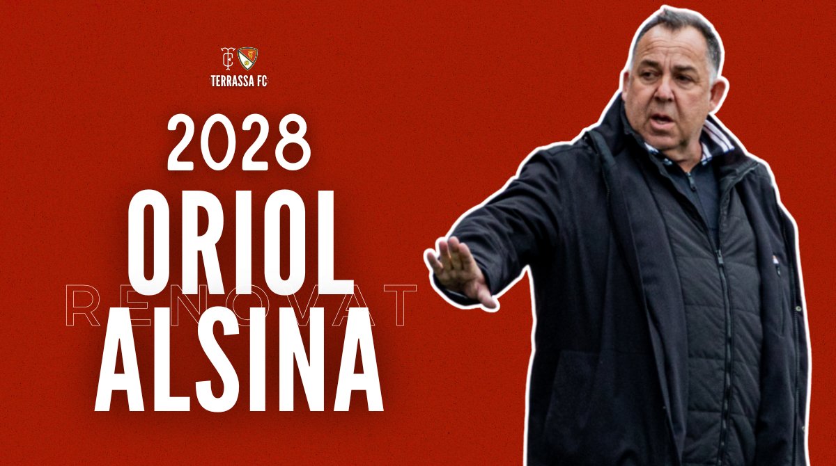 𝗢𝗙𝗜𝗖𝗜𝗔𝗟 ❗ <a href="/oriol_alsina/">oriol alsina</a> 2️⃣0️⃣2️⃣8️⃣: el <a href="/TerrassaFC/">Terrassa FC</a> renova el tècnic per dues temporades més

✍️ terrassafc.com/noticies/club/…

🙌 AMUNT #TERRASSA! 🙌