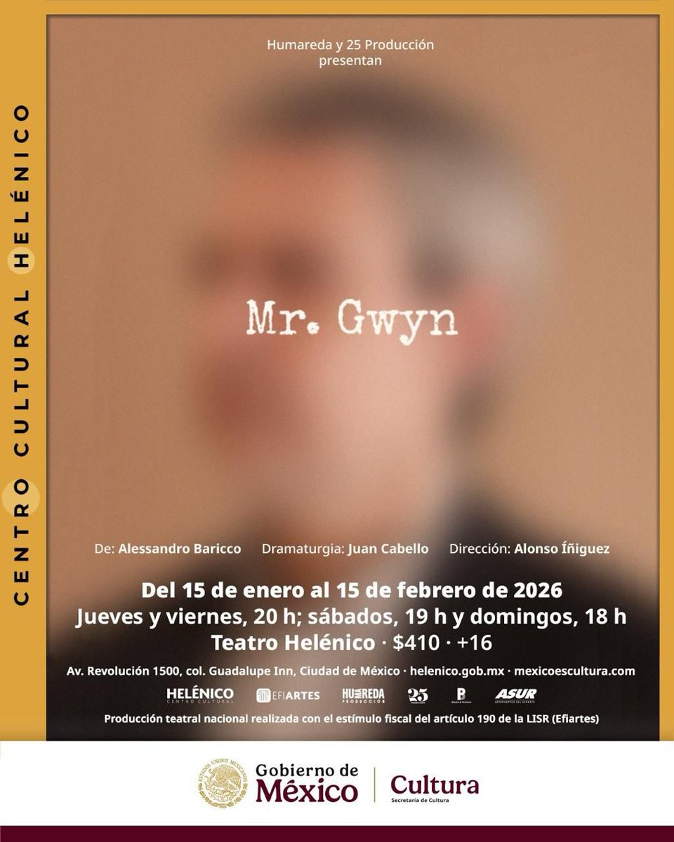 venalteatroMX's tweet photo. Tenemos pases dobles para que asistan a Mr. Gwyn MAÑANA 7PM en el @Helenico

Únicamente:

🌟Nombre completo 
🌟Like y RT
🌟 Captura de Pantalla de que nos sigues en TIKTOK 👇🏾

https://t.co/8icf8KG5Nc

Y listo ya estás participando 🎭🎁 https://t.co/GRJdnSPoSz