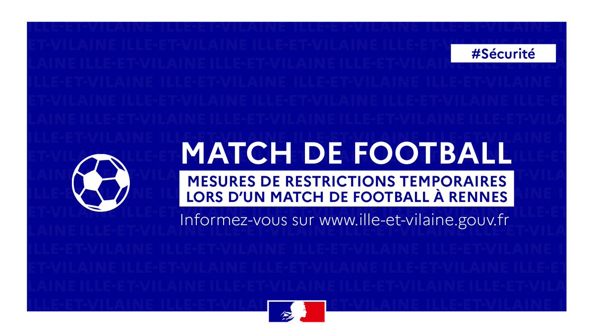 Image de Préfet de Bretagne et d'Ille-et-Vilaine - #Sécurité | ⚽️ Match de football Stade Rennais F.C. -FC LORIENT 🐟 à Rennes le 24 janvier.
Retrouvez