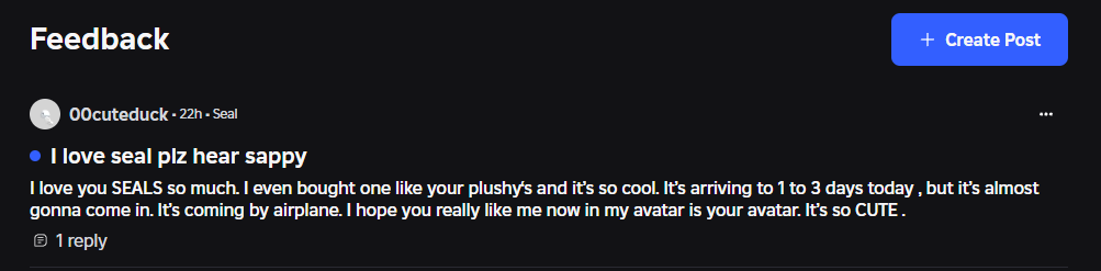 stormrdoteth's tweet image. I love seal plz hear sappy
I love you SEALS so much. I even bought one like your plushy‘s and it’s so cool. It’s arriving to 1 to 3 days today , but it’s almost gonna come in. It’s coming  by airplane. I hope you really like me now in my avatar is your avatar. It’s so CUTE .