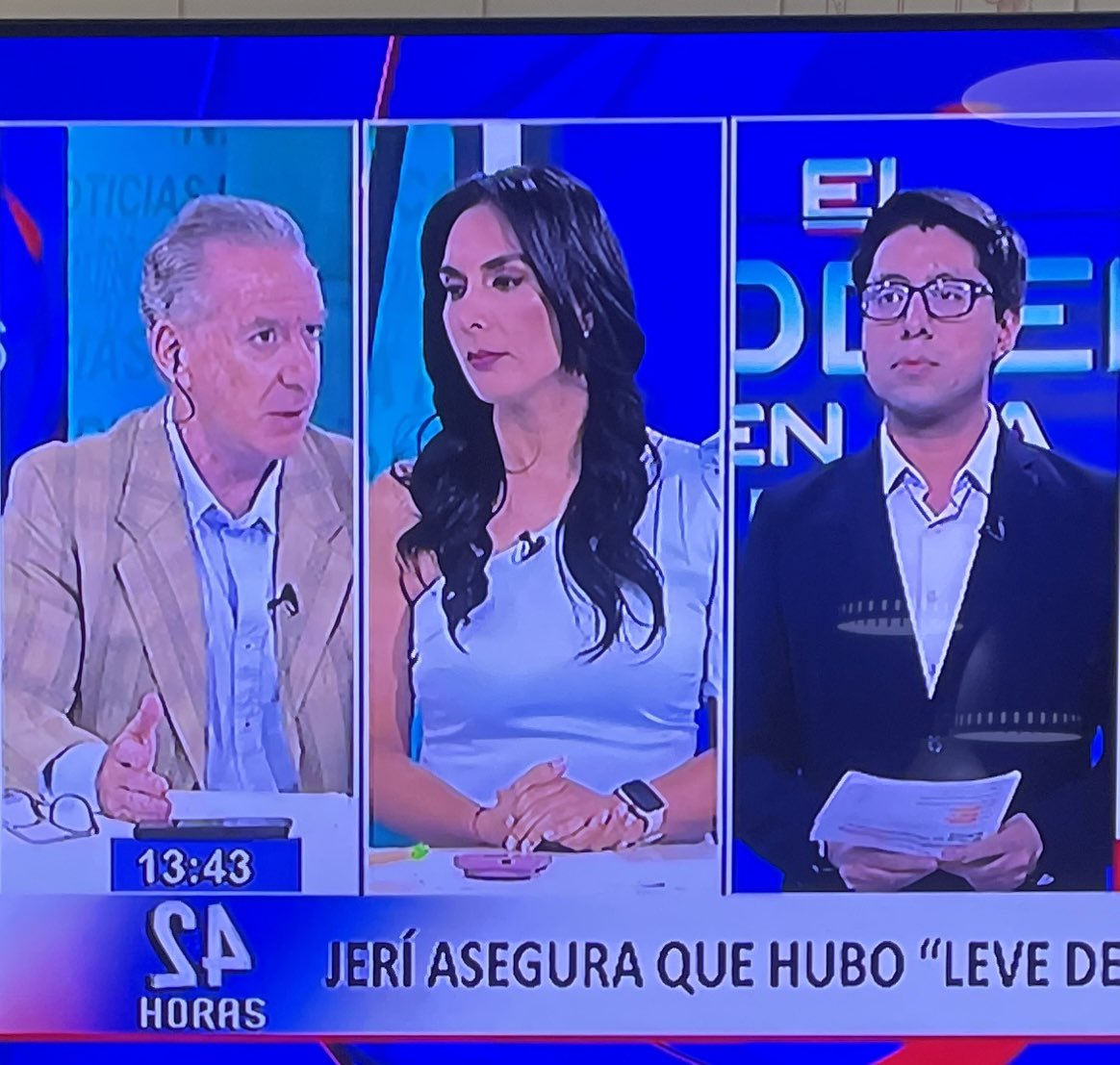 “Jeri sigue mintiendo”
Fleishmann:”aaah se le jusgará después d 28”
“Jeri da una 5ta versión”
F:”pero hay presunción de inocencia”
“0.1 no es una mejora en la seguridad’
F:”pero ya es algo”
Que atroz tener q trabajar con Fleishman. Las caras de Acosta y Marcelo lo dicen todo.