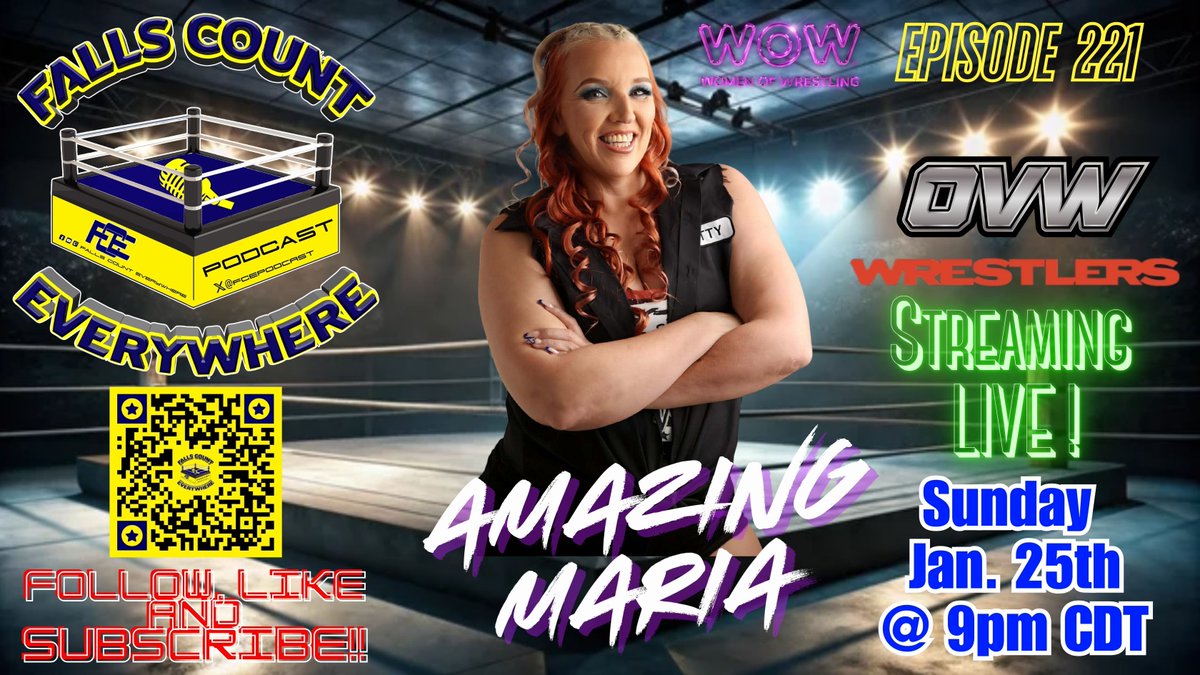 FCEpodcast's tweet image. This Sunday at 9pm Central we present Episode 221 talking all Royal Rumble our 2nd hour and kicking off the show we welcome long time female wrestling veteran currently working with OVW, WOW, and featured in the Netflix documentary Wrestlers; Amazing Maria! #WWE  #RoyalRumble…