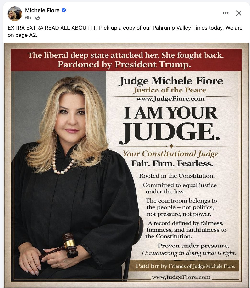 "A record defined by fairness, firmness, and faithfulness to the Constitution."

Convicted of soliciting over $70K for a memorial to fallen police officers, but instead using $ for personal expenses. Inexplicably pardoned by POTUS.

Currently suspended from bench by state panel.