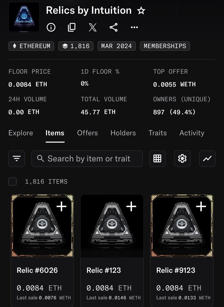 Gm to my active chads 

Feel good to be back 

If you’re bullish on <a href="/0xIntuition/">Intuition 👁️</a> and you want to stay positioned on the season 2 Airdrop apart from on chain contributions and social contributions owing one of their NFT is a financial advise because you can never go wrong holding