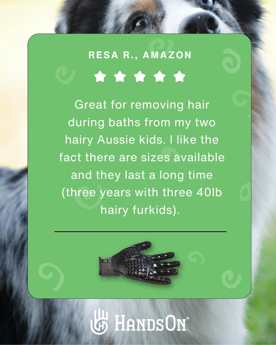 ⭐⭐⭐⭐⭐ Thank you, Resa!

We love hearing how HandsOn Gloves make bath time easier! Feedback like this means everything to us. 💛🐶

#HandsonGloves #CustomerFeedback #DogBathTime
