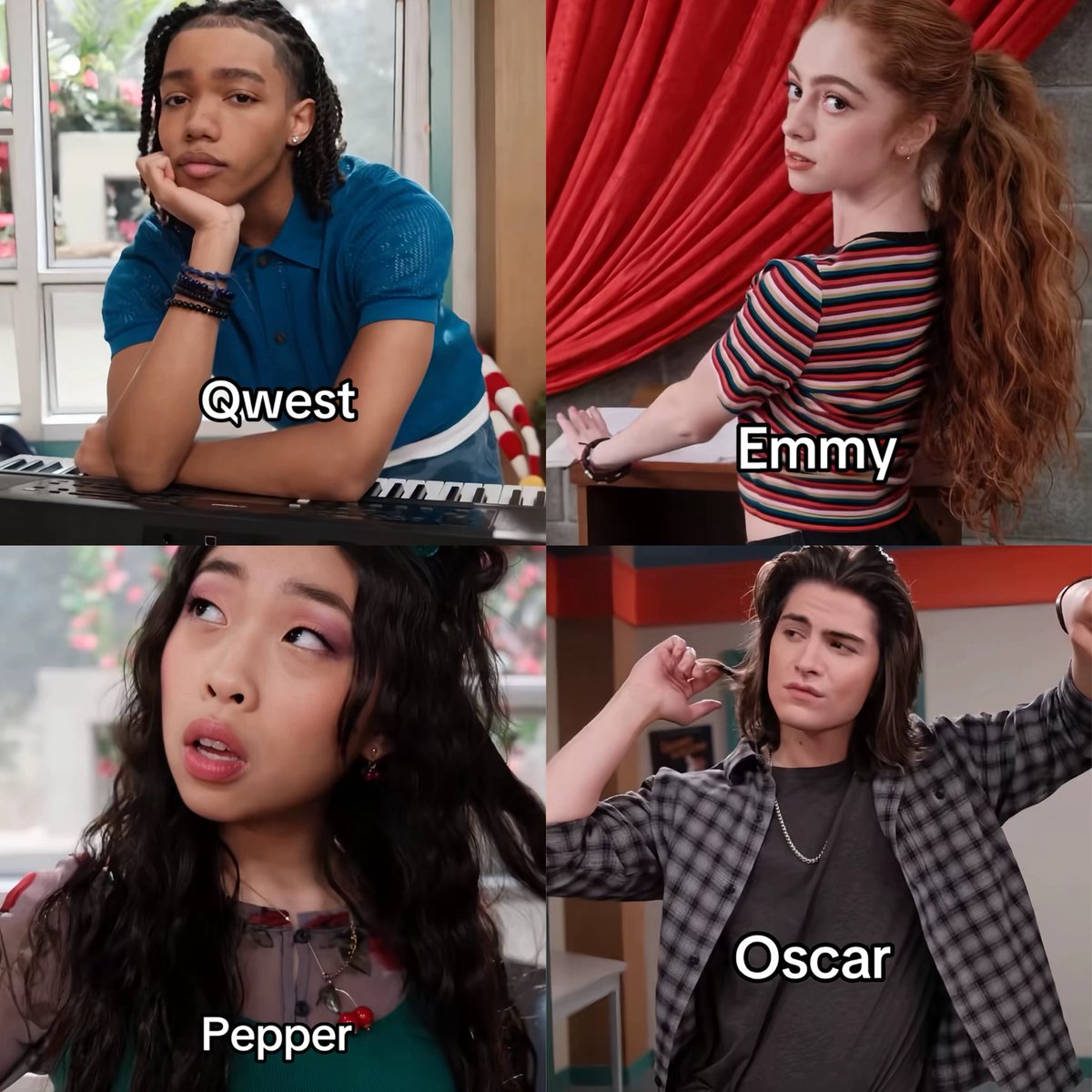 PopBase's tweet image. The ‘Victorious’ spin-off character names have been revealed:

Jen Z
Qwest
Emmy
Pepper
Oscar