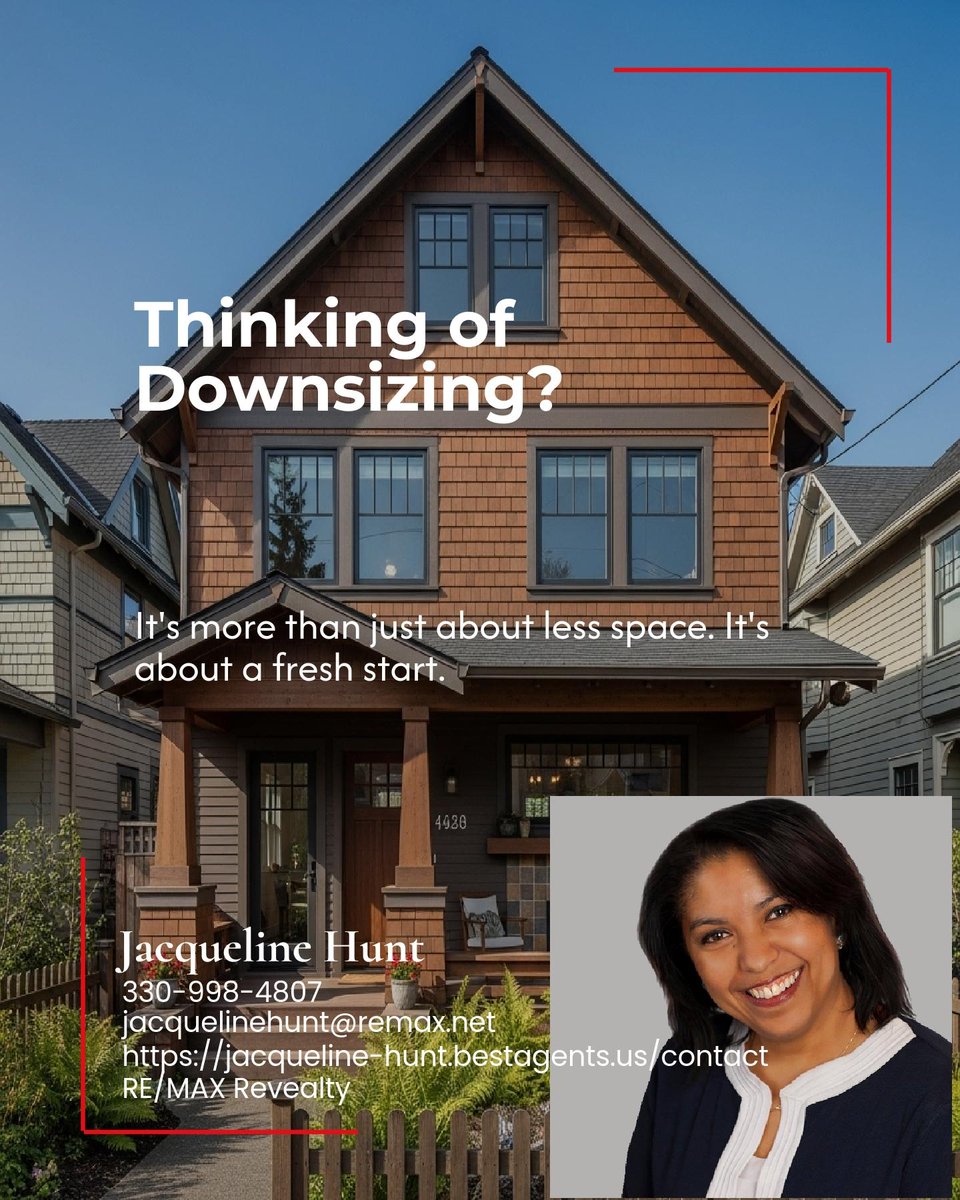 Jhsimone's tweet image. Thinking of downsizing? 🏠 Remember, it's not just about less space; it's a fresh start. Prioritize what matters, assess the local market, and plan your new life chapter. What’s your biggest concern about moving to a smaller home? Let’s chat! #RealEstateInsight