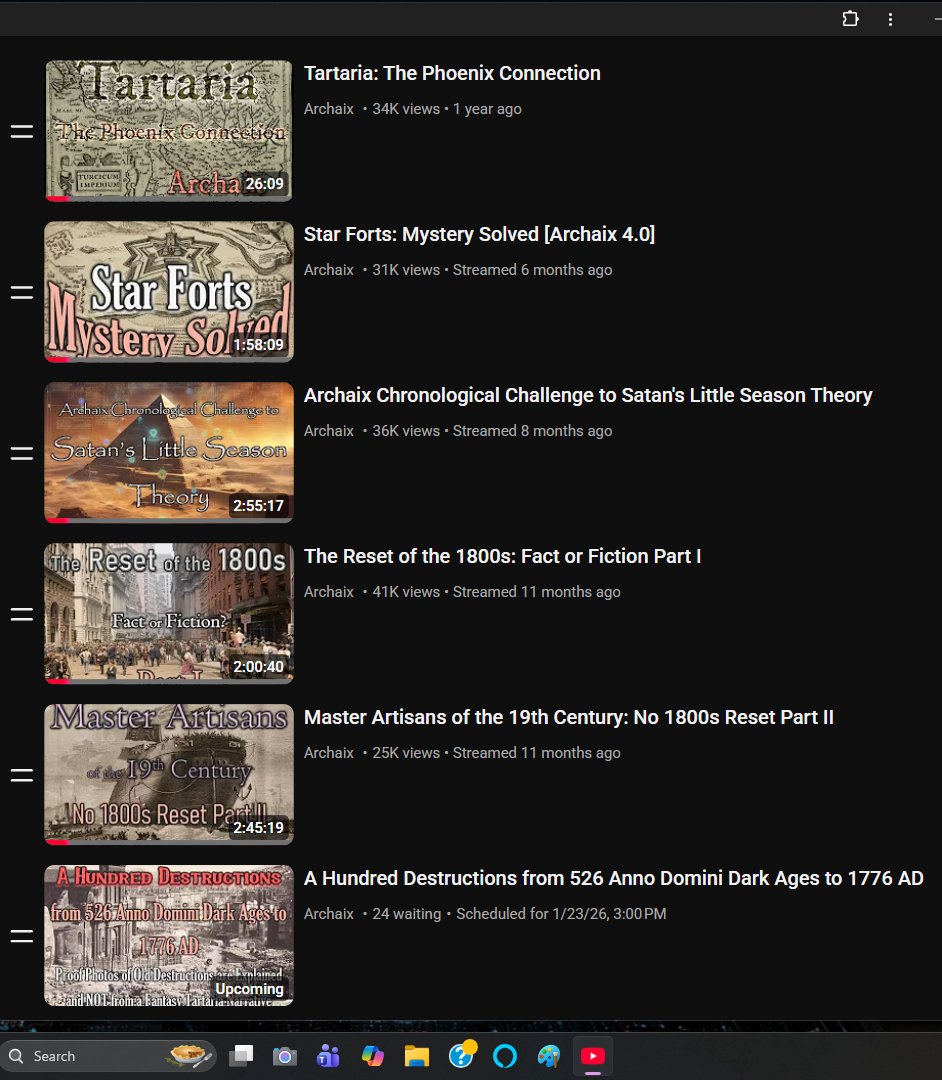 Today is the 6th comprehensive, data-packed video debunking the Tartaria and Satan's Little Season narratives of world history.  All 6 links below.

Tartaria: The Phoenix Connection youtu.be/lrRvf2IMfAs

Star Forts: Mystery Solved [Archaix 4.0] youtube.com/live/GxdhJAZEn…

Archaix