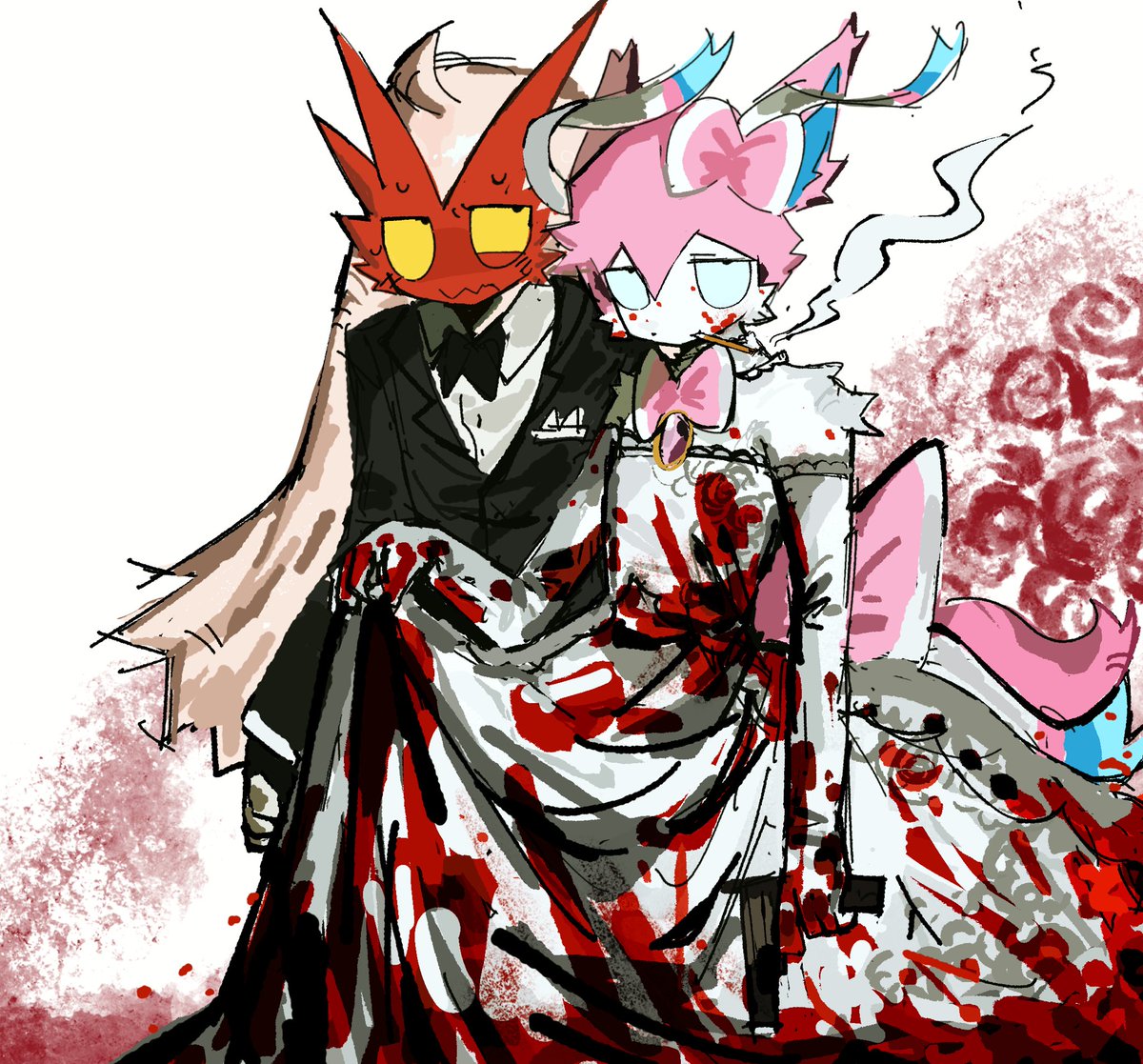 user1292919299's tweet image. I don’t think it look that good but dr sylveon x blaziken🤤