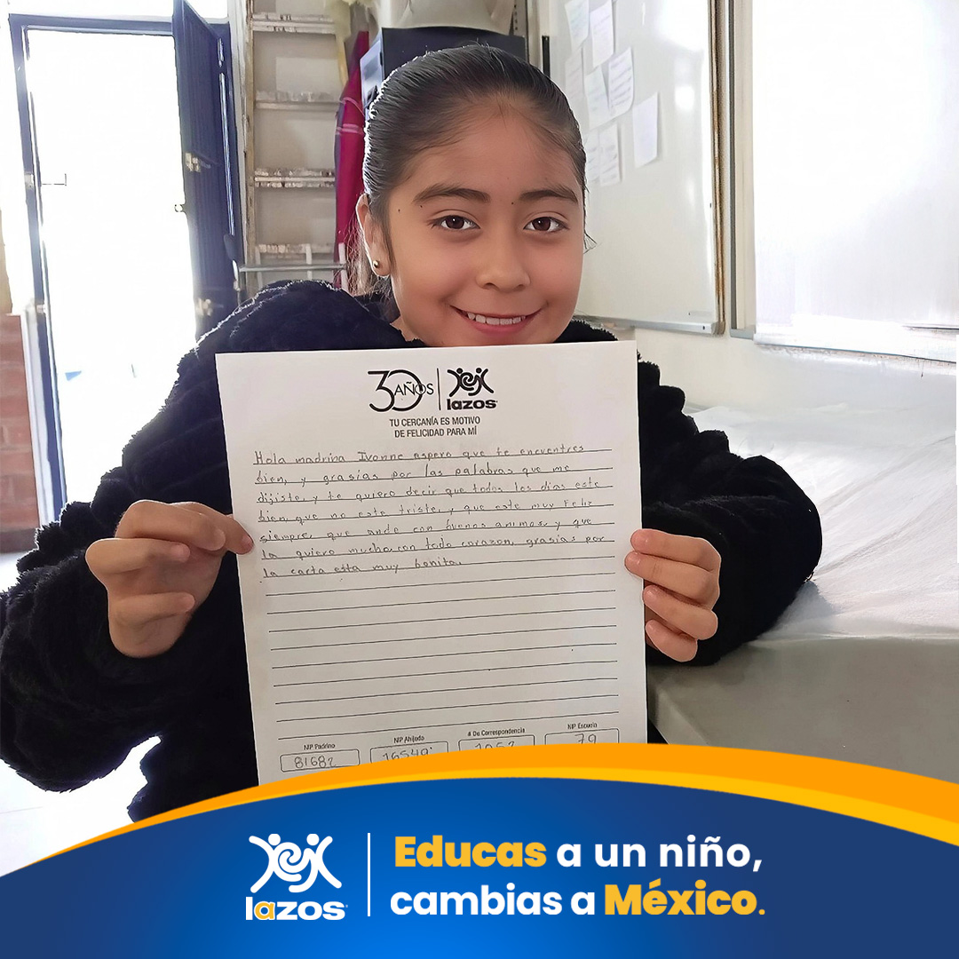 Esta semana en nuestras escuelas de  Jalisco, se sembró ilusión y esperanza a través de cartas . 📝Cada palabra escrita llevó consigo un mensaje: no estás solo, alguien piensa en ti y cree en ti. 🩷💙 Ser  padrino o madrina Lazos es  conocer sus sueños y metas e impulsarlos.