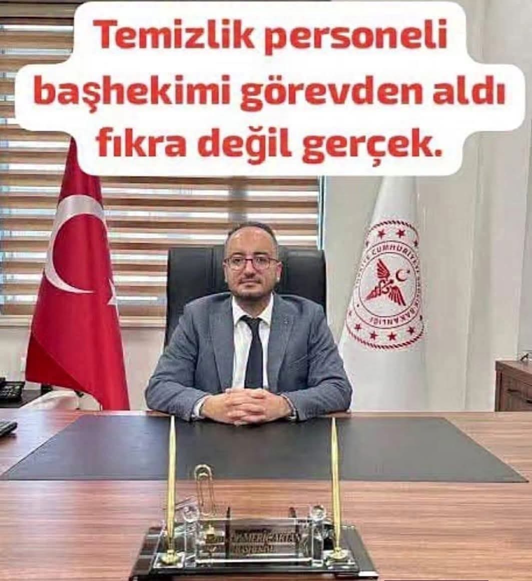 📌YAZIKLAR OLSUN SİZİN ADALET ANLAYIŞINIZA!!!
    Ben Şanlıurfa Ceylanpınar Devlet Hastanesi Başhekimi
    Uzm.Dr.Meriç ARTAN*
    Şanlıurfa Ceylanpınar Devlet Hastanesinde görevli olan ve kadrosu temizlik personeli olan ve yılardır masa başı görevlerde çalıştırılan tün