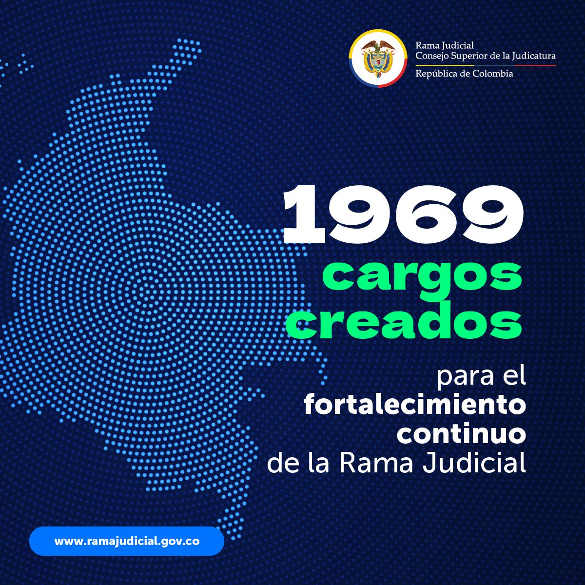 judicaturacsj's tweet photo. #InformaciónDeInterés 📢| El Consejo Superior de la Judicatura creó 550 cargos permanentes para las diferentes jurisdicciones de la Rama Judicial y del nivel central administrativo, así como 1419 cargos transitorios. https://t.co/adknK8flV6