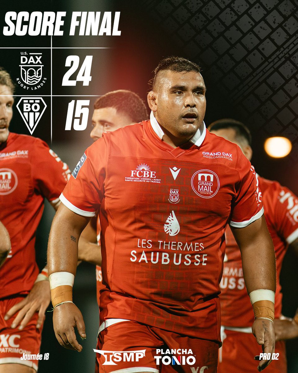 𝗙𝗜𝗡 𝗗𝗨 𝗠𝗔𝗧𝗖𝗛 😍

Le derby Basco-Landais est 100% DACQUOIS cette année avec une nouvelle victoire face au BOPB ! 

Cette équipe l'a toujours dit, elle ne lâche rien !

<a href="/usdaxrugby/">U.S.Dax Rugby Landes</a> 24-15 <a href="/BOPBweb/">BOPBweb</a> 

#usdax #ProD2 #victoire