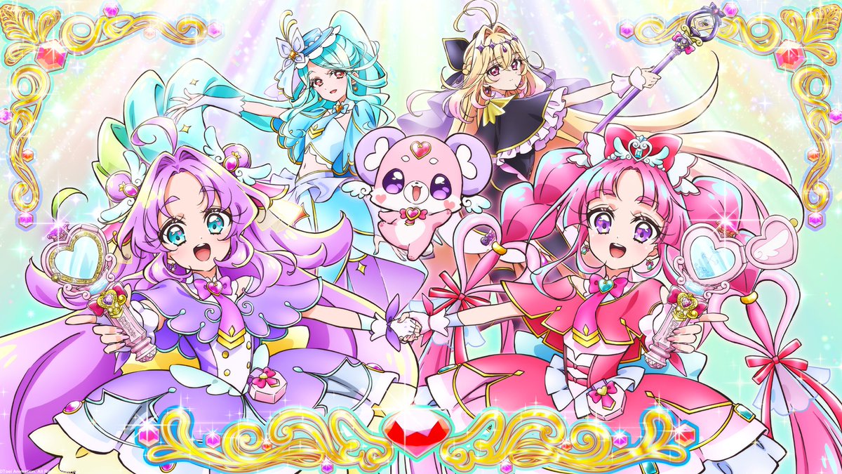 ToeiAnimation's tweet image. Meet Cure Answer (Anna Akechi), Cure Mystique (Mikuru Kobayashi), and Cure Arcana Shadow (Luluka Moria) after their transformation in Star Detective Precure! 🔍💗✨
