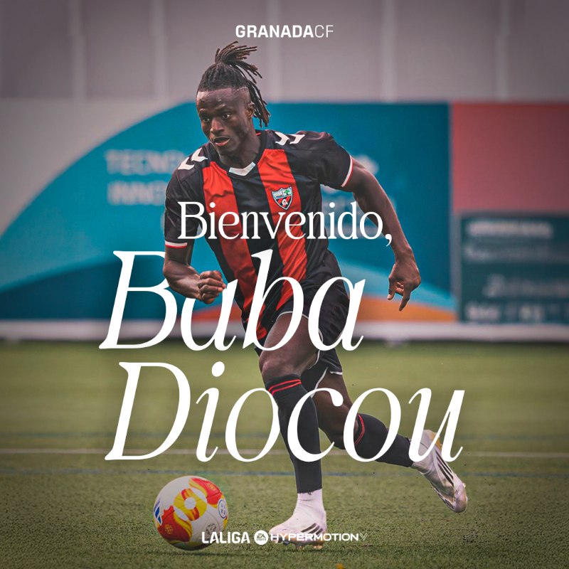 GranadaCF's tweet photo. 📜 𝗖𝗼𝗺𝘂𝗻𝗶𝗰𝗮𝗱𝗼 𝗢𝗳𝗶𝗰𝗶𝗮𝗹: Baba Diocou, nuevo jugador del Granada CF
