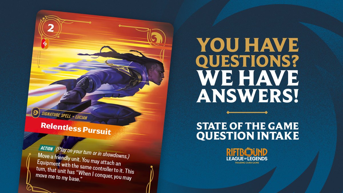 Got any burning questions for the Riftbound Crew? Head to our IG stories and tell us what you wanna know! We'll answer some of those Q's during our State of the Game article on 2/4!