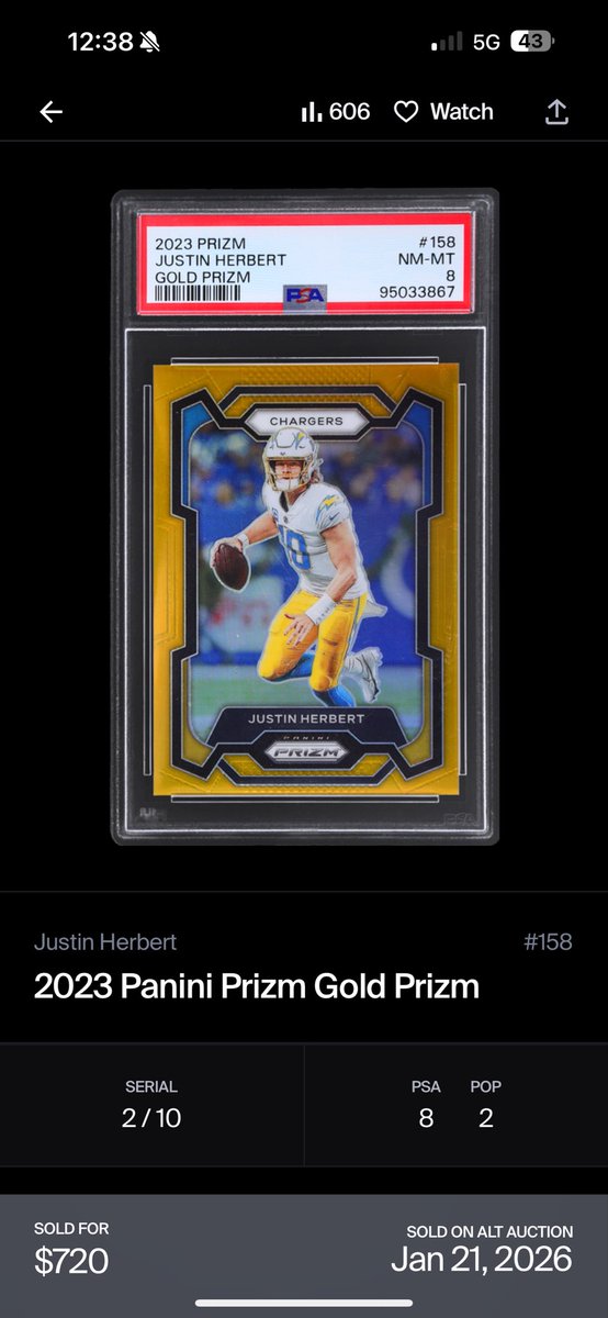 StrongCards's tweet image. Hey @altxyzofficial can you help me understand something. I got outbid on this card in your auction last night then today your account is selling it on eBay. Who was I bidding against? You?