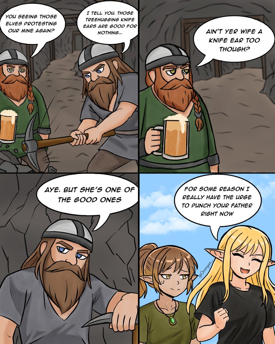 Oranyaa_'s tweet image. Never ask a proud dwarf the race of his wife.