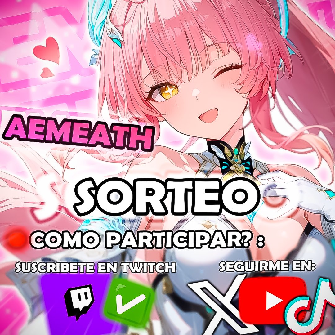 Que tal mi gente, para informarles que el día de la salida de Aemeath se va a sortear en mi canal de twitch una Aemeath + arma. 
Unicamente debes ser sub del canal y canjear tickets por sub o bits de regalo.

Si quieres saber mas detalles no te olvides de seguirme en mi canal de