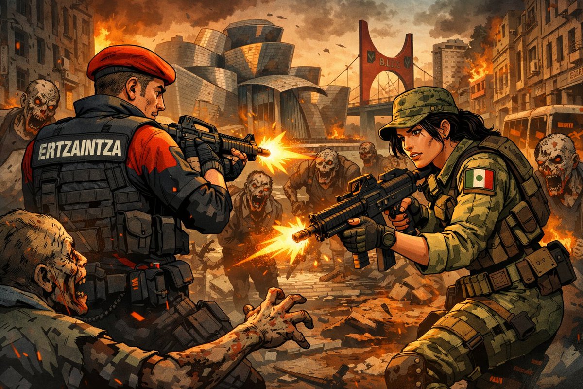 VicGete's tweet image. Ilustración #ApocalipsisenBilbao #novela #terror #zombies #Bilbao