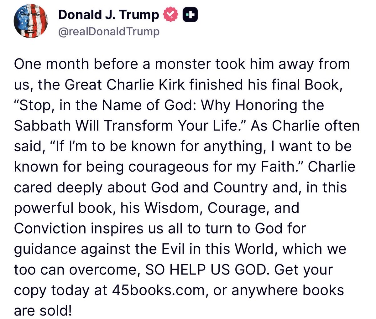 MAGAVoice's tweet image. I am in tears. You can tell President Trump misses Charlie Kirk. The World lost a future President 🙏