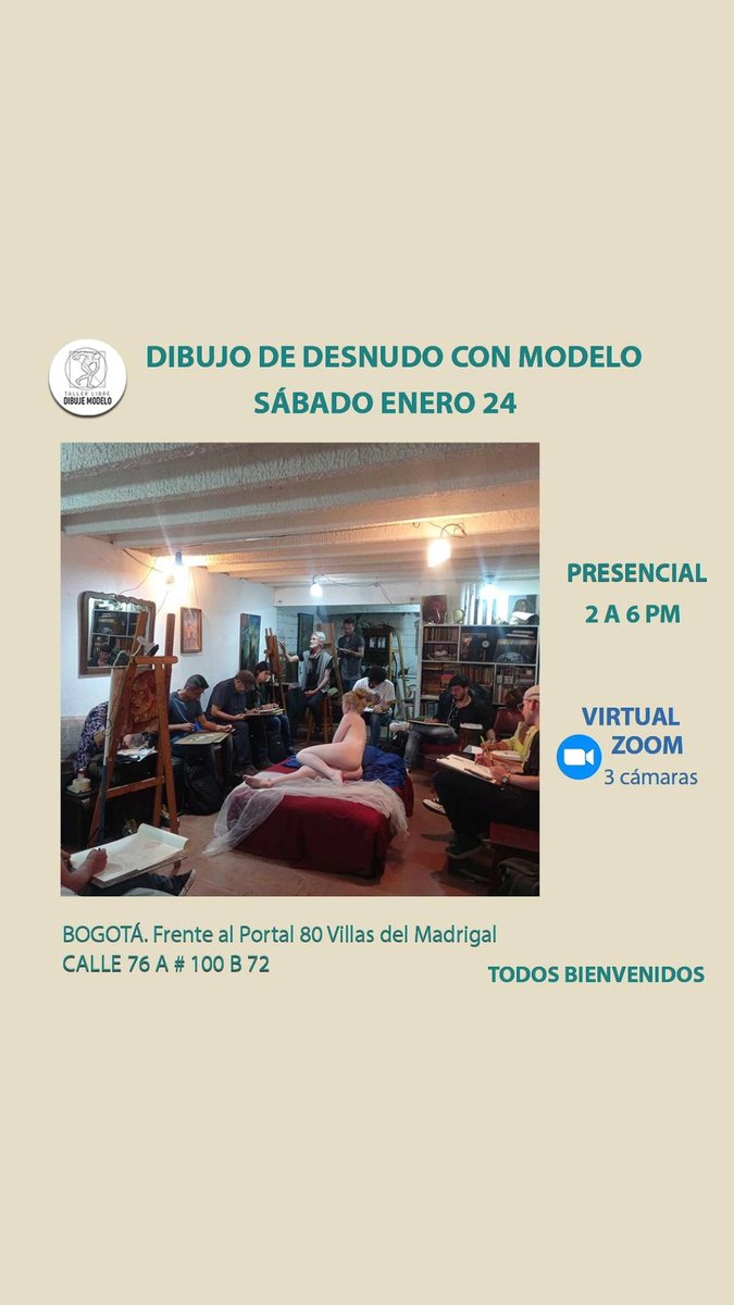 Sábado dibujando con modelo. Aquí los esperamos presencial y virtualmente por Zoom ✏️.
Saturday drawing with a model. We look forward to seeing you here in person and virtually via Zoom ✏️