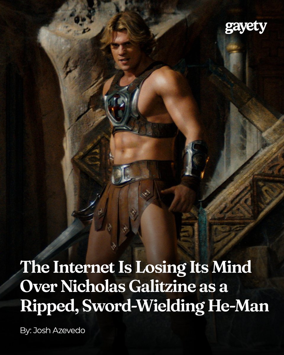 gayety's tweet image. The internet is not okay... Nicholas Galitzine just debuted as a ripped, sword-wielding He-Man, and fans are losing their collective minds. 

🔗: gayety.com/nicholas-galit…