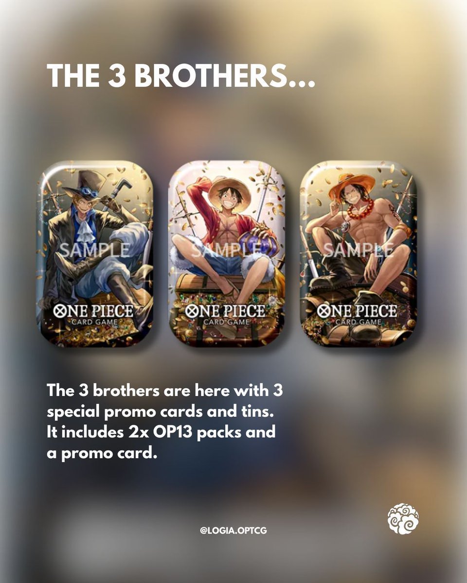 LogiaOPTCG's tweet photo. Set sail on an unforgettable adventure with this exclusive ONE PIECE promo celebrating the 3 brothers, Luffy, Ace and Sabo 🌊🏴‍☠️

Release date: January 30th, 2026

#ONEPIECE #ONEPIECECARDGAME #OPTCG #ONEPIECETCG #LUFFY https://t.co/zXgFSu9RL8