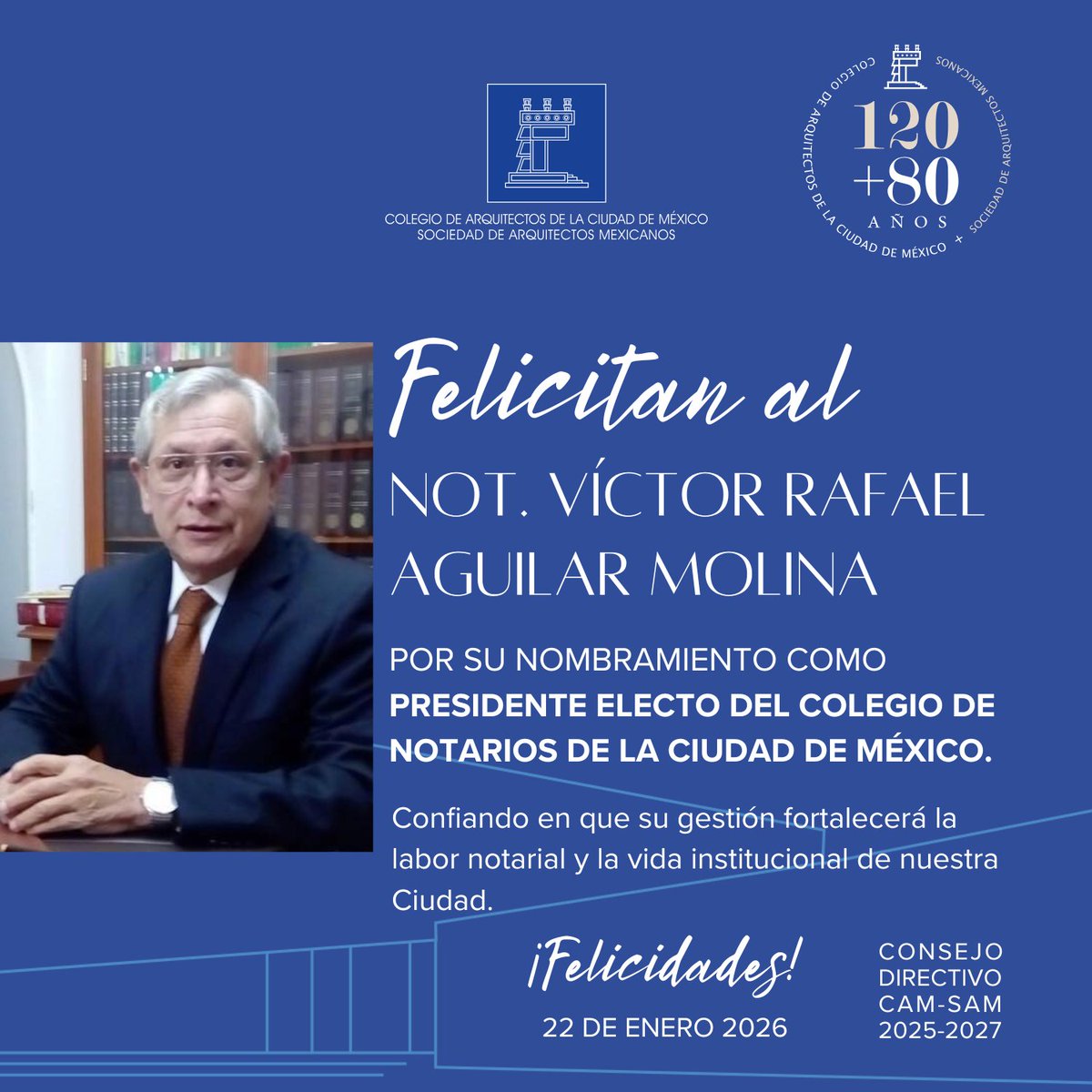colegiodearqs's tweet image. El #CAMSAM felicita al Not. Víctor Rafael Aguilar Molina por su nombramiento como Presidente Electo del @colegionotarios . 
Reconocemos su sólida trayectoria y compromiso con el fortalecimiento del notariado y la certeza jurídica.

 ¡Enhorabuena!

#Notariado #CertezaJurídica