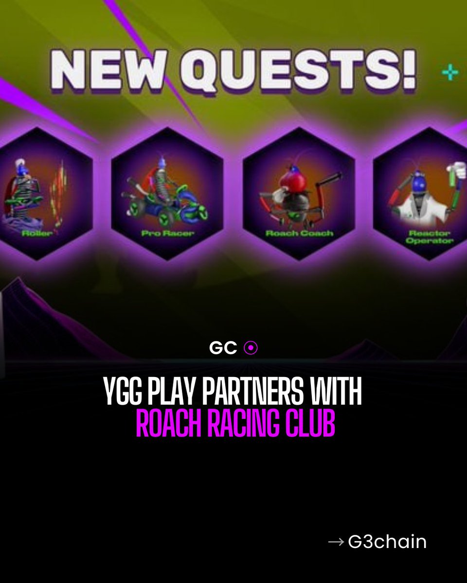 G3Chain_'s tweet photo. YGG Play teams up with Roach Racing Club to launch a new Play-to-Airdrop experience.

A gamified trading game where players race cockroaches, compete head-to-head, and battle for the bank. https://t.co/rquukNuXRn