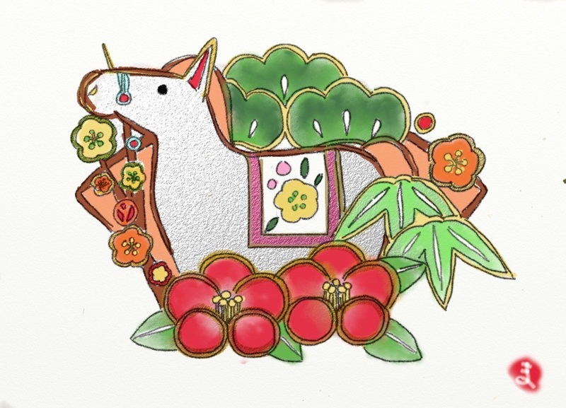 pasoroom's tweet photo. 2026年1月水彩クラス生徒作品①
今年初めての水彩クラス作品は干支の馬（午）です。今年も水彩クラスでは季節を感じていただけるような作品をと考えています。※生徒募集中（無料体験あり）
戸塚：火（第1・3）10:00～12:00
弥生台：木（第2・4）10:15～12:15　金（第2・4）10:15～12:15 #パソルーム https://t.co/iSG43HavSu