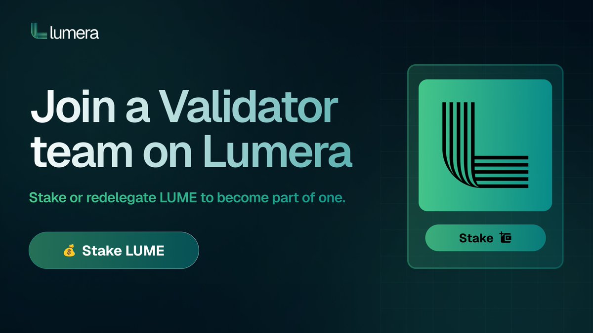 Validators on Lumera are more than infrastructure.

They lead real communities, measured by staking activity and network usage.

Validator teams represent the storage, staking, and participation happening across the network.

Stake or redelegate to join a validator team 👇
