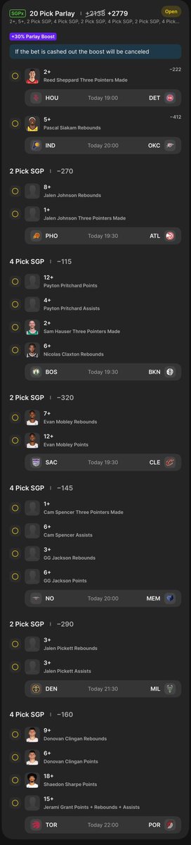 PropFactoryLabs's tweet image. 🚨🚨Had a little fun  again. This time 90% with recent form taken into account for leg parlay! 🚨🚨
Enjoy and let’s ride #NBA
