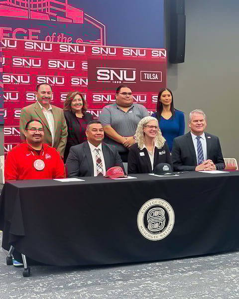 snuforadults's tweet image. SNU and the College of the Muscogee Nation celebrated a new articulation agreement that expands transfer pathways and Crimson Connection scholarships for CMN students.

Learn more: hubs.ly/Q0408xQW0
#SouthernNazareneUniversity #TransferPathways #HigherEducation