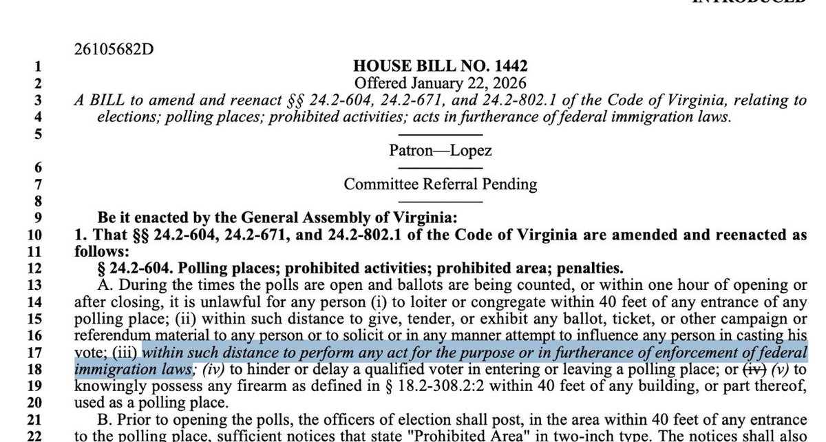 Milajoy's tweet image. Holy crap. 

Virginia just passed a law saying ICE cannot come within 40 feet of a polling place. 

For those of you that are slow, this is because they want to make sure illegals have a clear shot to vote.