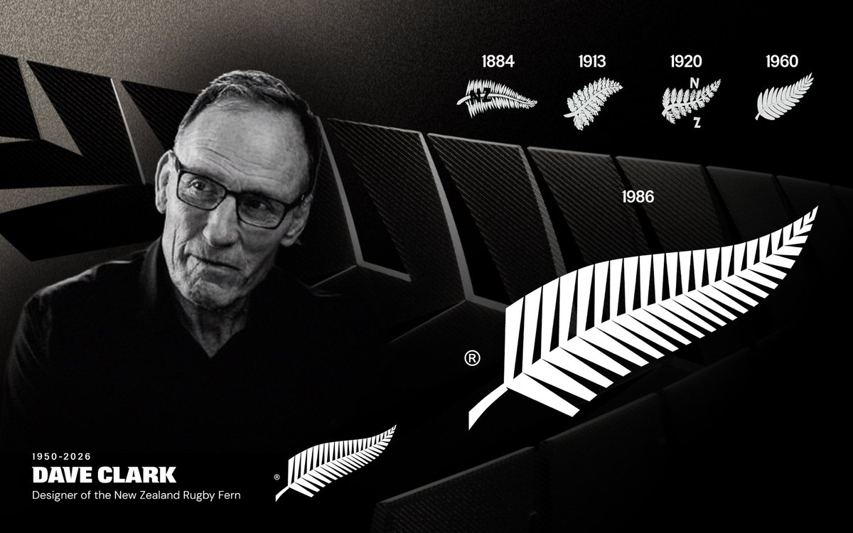 Sending our love and condolences to the family and friends of Dave Clark, the designer of the iconic fern that adorns the jerseys of our national teams. 

Clark was approached by former All Black captain Andy Haden in 1986 to design a stylised fern for the black jersey.

Dave’s