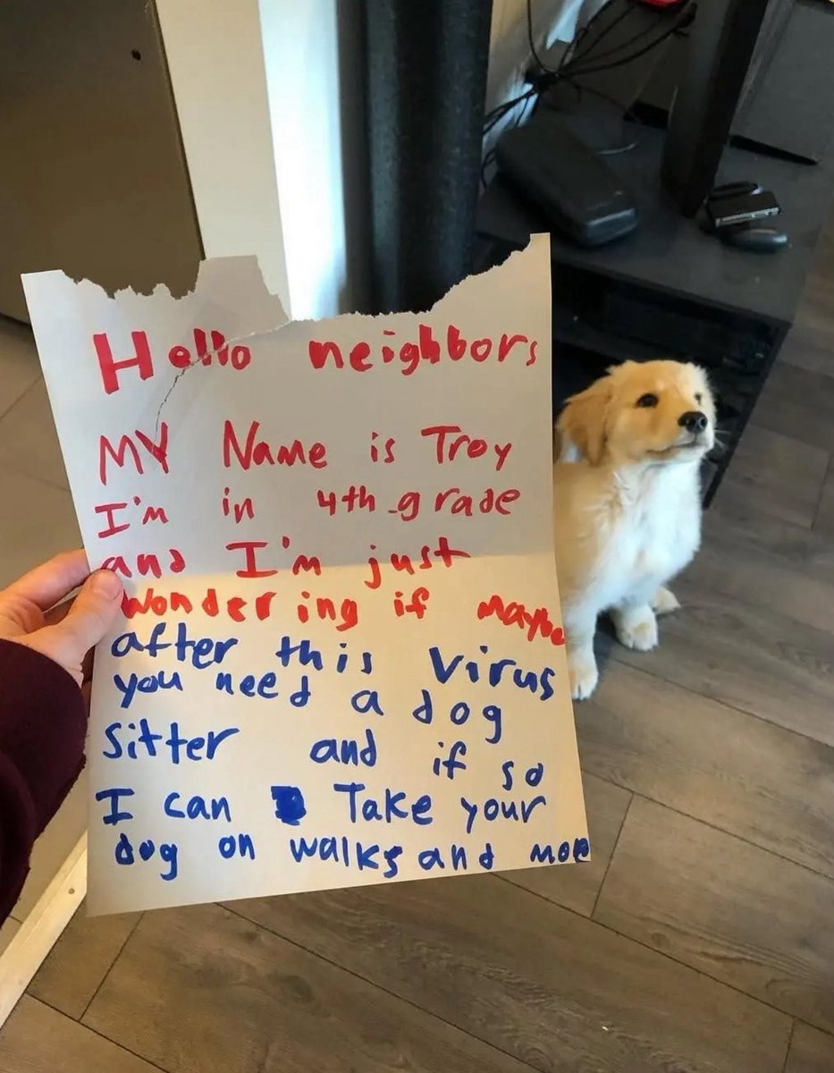 Puppieslover's tweet image. 4th-grader was too shy to ask neighbors if he could walk their dog - so he wrote the cutest letter ever