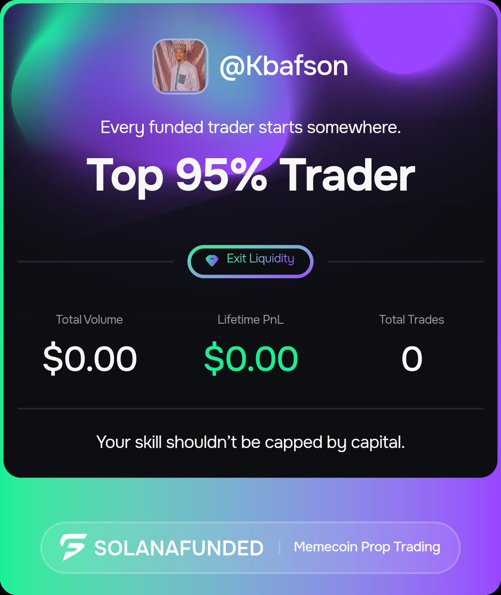 I’m outperforming others, how about you?

Check here → solanafunded.com/ref/Kbafson #Solana #Memecoins #Trading #Crypto