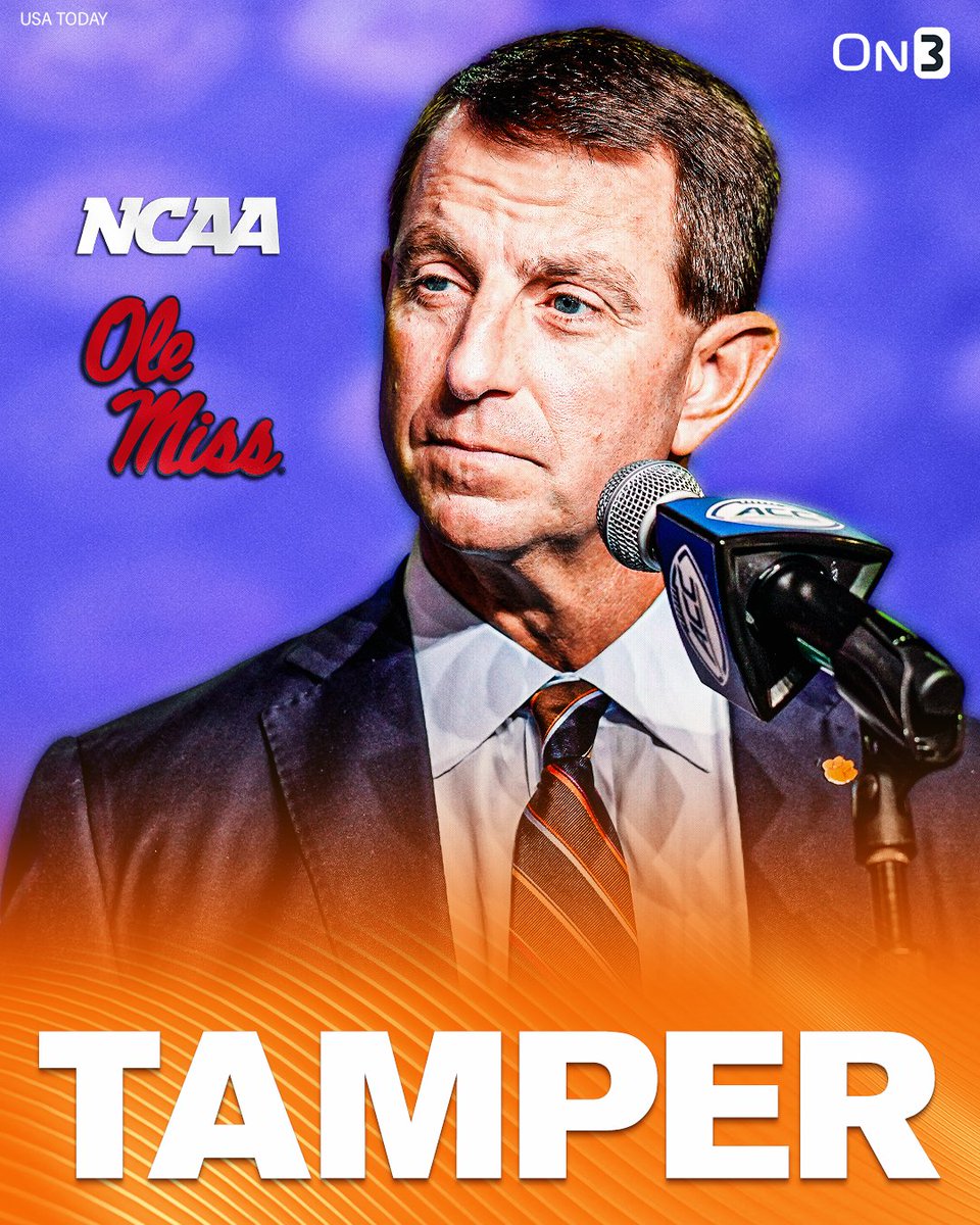 On3's tweet image. NEW: Clemson's Dabo Swinney accuses Ole Miss and Pete Golding of tampering with LB Luke Ferrelli😳

Swinney says Golding texted Ferrelli: "I know you're signed, but what is your buyout."

"I am not going to let someone flat out tamper with my program. If you tamper with my…