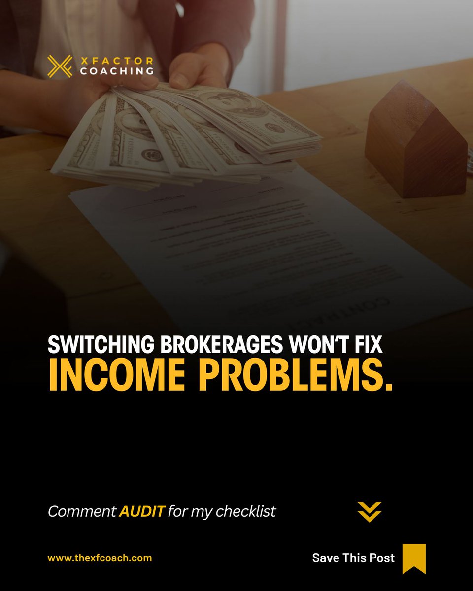 TheXFcoach's tweet photo. Switching brokerages won’t fix 
income problems. 
Accountability will. 
 
Comment AUDIT for my 
checklist.  

#SalesCommunity #RealEstateCommunity #AgentsOfInstagram #RealtorsOfInstagram #TopProducer #SalesLeadership #BusinessCoaching #WomenInBusiness #EntrepreneurMindset https://t.co/sqmhGE6zzU