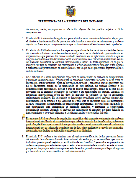 green_ecuador's tweet photo. Sr. Presidente ya han transcurrido mas de 365 días desde el VETO TOTAL al Proyecto de Ley Reformatoria Orgánica al Código Orgánico del Ambiente, donde se especifica:

El artículo 85.10 establece la regulación específica del mercado voluntario de carbono
internacional, detallando el procedimiento que deberán cumplir los beneficiarios; sobre este
particular, debido a que las condiciones podrían cambiar en el marco del mercado voluntario
internacional no es adecuado regularlo en la ley, sino realizarlo a través de normativa
secundaria, que facilite su aplicación y responda a su dinámica.

Porqué @EcuadorMAE con la dirección de @inesmanzano no le dan PRIORIDAD a la "NORMA SECUNDARIA" para abrir un frente desconocido pero que genera grandes beneficios económicos, sociales y ambientales al Ecuador valorado por porfesionales ambientales con el 19% del P.I.B. 2020.

Mas de 2 millones de fuentes de empleo directo e indirecto, esperan a la desición que tome los proximos días.

PD: La CE abrirá las puertas al comercio de emisiones internacional, dado que no tienen biocapacidad, lo que le sobra a LatAm y solo Ecuador se mantiene afuera.