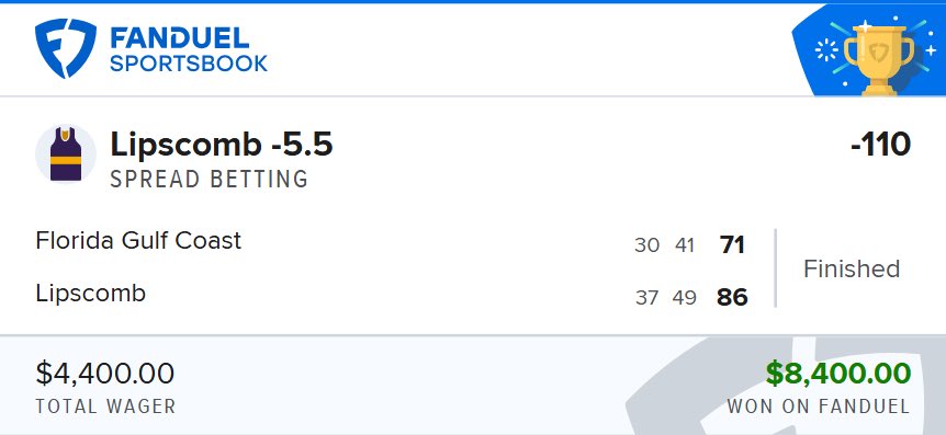 CLVProphets's tweet photo. Sending a NUKE to 75 who LIKE ⬇️ 

Lipscomb -5.5 -110 (4U) ✅
UL Monroe +17 -113 (3U) ✅

New year. Same results. 

Books are getting cooked 😈 https://t.co/nbwiAiAPs4